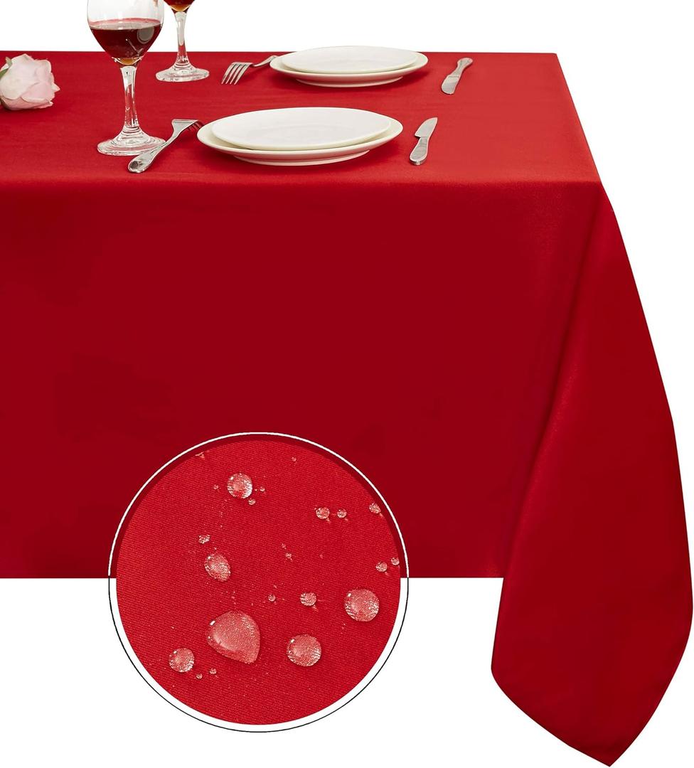 Obstal 210GSM Rectangle Red Tablecloth, Christmas Decorations Table Cloth Waterproof, Table Cover Protector for Holiday Party Use (Rio Red,60 x 102 Inch)