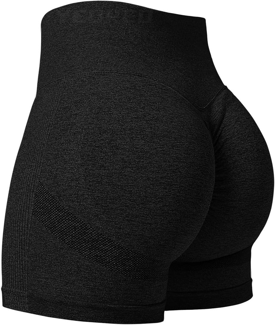 YEOREO Professional Women Workout Shorts 3.6" Scrunch Shorts Seamless High Waisted Contour Gym Yoga Biker Shorts (X-Small, Black Night)