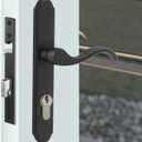 Euro Mortise Storm Door Handle Complete Set Fits for Pella Screen Door Hardware, 2-1/2" Handle PZ, 7/8" Backset, 7-1/4" Trimplate H.C., Non-Handed, Matte Black