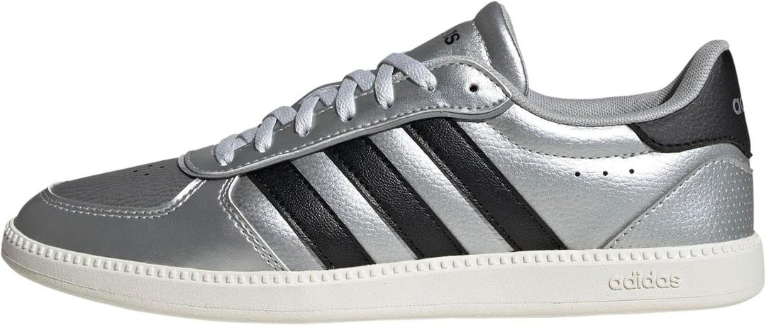 Adidas Women's Breaknet Sleek Sneakers (9.5, Matte Silver/Core Black/Off White)