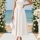 ZESICA Women's Summer Spaghetti Strap Maxi Dress 2026 Tie Shoulder Square Neck Flowy Wedding Guest Party Beach Long Dresses, XL