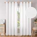 BGment White Semi Sheer Curtains 84 Inch for Living Room - Non-See Through Light Filtering Faux Linen Drapes with Burlap Texture, Modern Farmhouse Window Panels (Set of 2, 52" Wide)