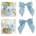 AIMUDI Dusty Blue Satin Bows 5.5" Bows for Gift Wrapping Satin Twist Tie Bows Premade Ribbon Bows for Treat Bags Invitations Baskets Wreaths Crafts Wedding Birthday Baby Shower Decorations, 24 PCs