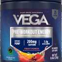 Vega Pre-Workout - 200mg Caffeine, Energy & Focus, Fruit Punch, 25 Servings, 1.6g Beta Alanine, 6g Citrulline Malate, Energy & Focus Drink Mix, Vegan, Gluten-Free, Dairy Free, No Sugar Added, 8.4oz (BB: December 20, 2026)