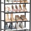HOMEFORT Shoe Rack 6-Tier, Shoe Storage Shelf, Industrial Shoe Tower, Narrow Shoe Organizer for Closet Entryway, Small Shoe Rack Table with Durable Metal Shelves, Rustic Brown