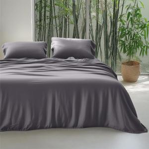 Bedsure Grey Duvet Cover Queen Size - Rayon Derived from Bamboo Cooling Duvet Cover Set, 3-Piece Set with Zipper Closure (90"x90") and 2 Pillow Shams, Comforter Not Included