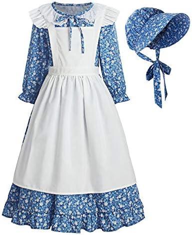 ReliBeauty Pioneer Girl Dress Colonial Prairie Costume, Size 160