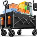 Collapsible Wagon Cart 330lbs Beach Foldable Wagon Lightweight & Portable Folding Utility Grocery Shopping Carts with Wheels for Shopping Sports Garden Camping and Beach (Black)