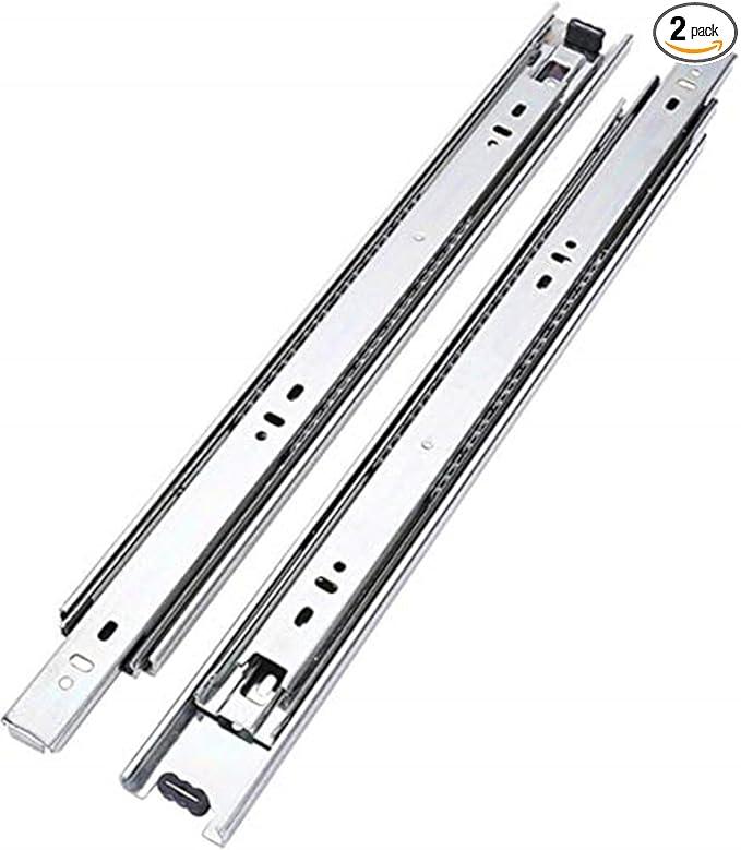 15" 3 Fold Side Mount Full Extension Ball Bearing Drawer Slides Silver Tone 2pcs