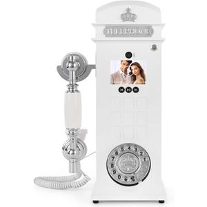 UKBW Video Audio Guest Book Wedding Phone, Record Customized Video Audio Messages, Preserve Your Special Occasions, Ideal for a Variety of Memorable Party Occasions(Crown White)