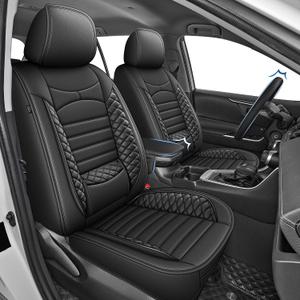 Custom Seat Covers for Toyota RAV4 2019 2020 2021 2022 2023 2024 2025 Hybrid,LE,XLE,XLE Premium,Limited,Base,SE,RAV4 Seat Covers Front Set Faux Leather (Black, 2 Seats)
