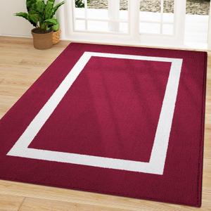 OLANLY Indoor Door Mat, 59x35, Non-Slip Absorbent Resist Dirt Entrance Mat, Washable Low-Profile Inside Entry Doormats for Entryway, Red (59" x 35")