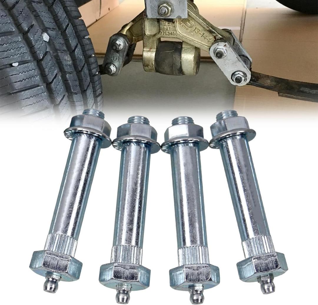 Sporacingrts 4PCS Greaseable Spring Bolt with Locknut 9/16 x 3 Trailer Axle Spring Shackle Heavy Duty Shackle Upgrade Kit Greaseable Spring Bolt