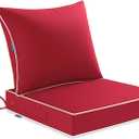 MIULEE Red Outdoor Seat Cushion 22x22 Inch Waterproof & 3 Year Fade Resistant Deep Seat and Back Cushion for Patio Furniture Chair Sofa Couch with Handle and Adjustable Straps