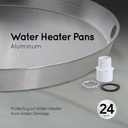 Everflow AWHP24 Aluminum Water Heater Drain Pan with 1 in. - 1-1/2 in. PVC Fitting, 24 in. Diameter Chrome