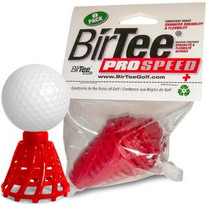 BirTee Golf Tees - PRO Speed Plus with Flexibility & Durability - 8 Pack. Indoor Golf Tees/Golf Simulator Tees/Winter Plastic Golf Tees (Red)