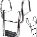 3 Step Pontoon Boat Ladder, Pontoon Ladders for Pontoon Boats, Stainless Steel Rear Entry Inboard Ladders Over Platform