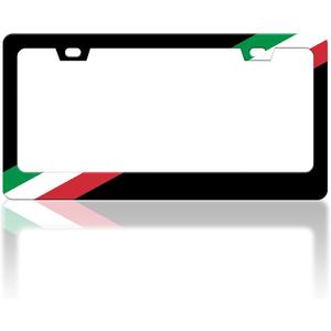 Italy Italian Flag License Plate Frame Funny Patriotic License Plate Frames Green White Red Auto Accessory Bracket Stainless Steel License Plate for Women Men 6x12 Inch