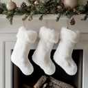 AOGU 3 Pack 18 Inch Snowy White Christmas Stockings Faux Fur Xmas Christmas Stockings Hanging Ornaments Candy Gift Bags for Christmas Decorations