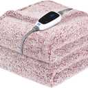 SEALY Electric Blanket Heated Throw 50"x60" Soft Double Sherpa Super Cozy with 6 Fast Heating Levels & 2-10 Hours Auto-Off, Over-Heat Protection, Machine Washable, Rust Red, Throw Size 50" x 60"