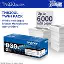 Brother Genuine TN830XL 2PK Black High Yield Printer Toner Cartridge 2-Pack Print up to 3,000 Pages Each(1)