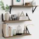 Forbena Wood Floating Shelves for Wall 24 inches Long, Large Bathroom Hanging Shelves Set of 3, Wall Mounted Storage Shelf for Bathroom Bedroom Living Room Kitchen Closet (Natural Wood)