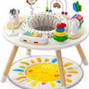 Move2Play 4-in-1 Baby Activity Center | Montessori-Inspired Design | 8 Interactive Toys | Tummy Time, Exersaucer & Toddler Table | Shower Gift | Essential | Must Have for 3, 6, 12 Month Old (Sun)