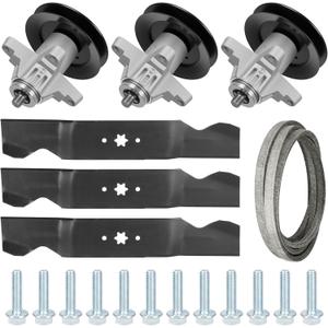 54" Rebuild Kit Fit for Cub Cadet SLT1554 SLTX1054, 3 Spindle 618-04126 918-04125, 3 Blades 742-0677 942-0677, 138" Belt 754-0642 954-0642