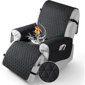 TAOCOCO 100% Waterproof Recliner Cover - Recliner Cover with Non-Slip Granule, Recliner Chair Covers with Elastic Band, Recliner Chair Covers for Reclining Chair(Black, Medium-25'')