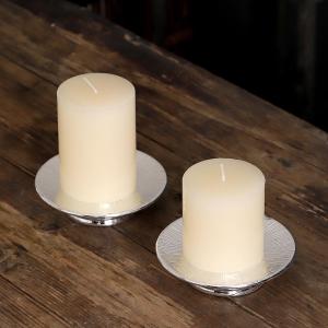 Pillar Candle Holders Set 2 Silver Table Centerpiece Candle Plate Jewelry Dish Ceramic Tray Riser Display Stand Soap Dish for Wedding, Parties, Celebration, Dinning, Shower, SPA, Anniversary, Birthday