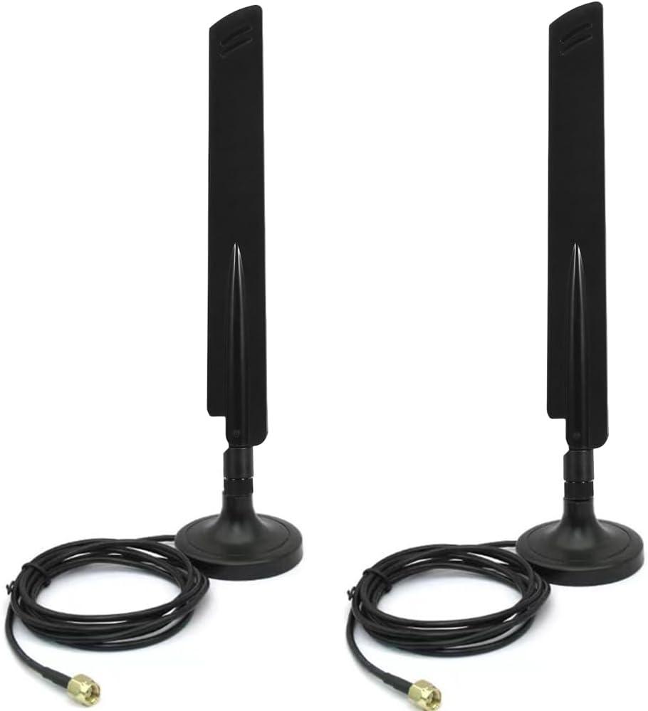 10dBi Dual Band WiFi 6E Antenna - 6GHz, 2.4GHz, 5GHz - RP-SMA - Magnetic Base - PC Desktop - PCIe WiFi 6E Card Compatible