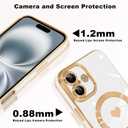 KANGHAR Magnetic for iPhone 16 Case for Women Girls Luxury Plating Cute Love Hearts Design Compatible with Magsafe Soft TPU Bumper Shockproof Cover for iPhone 16 Cases White