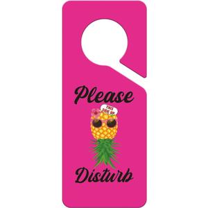 Pink Upside Down Pineapple Front Door Sign - Double Sided Please Disturb Door Hanger Signs - Funny Wedding Gifts for Couples - Bedroom & Living Room Home Decor