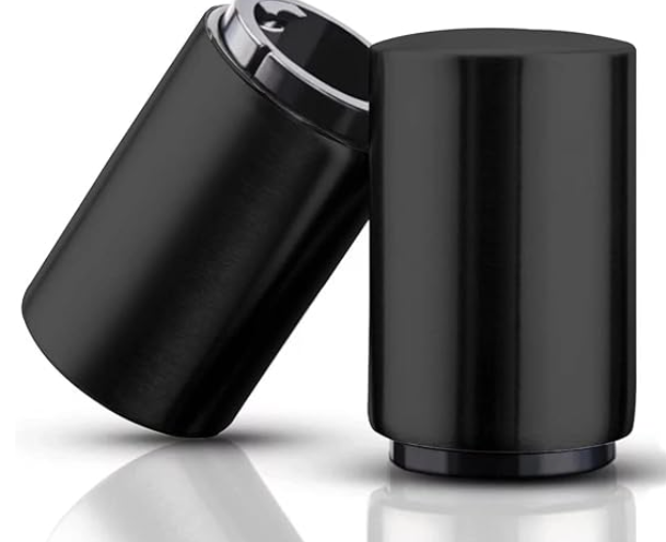 LuckyLight 2 Piece Automatic Magnetic Beer Opener, Portable Magnetic Cap Catcher, Damage-Free Push Dropover Dropover Tool, Soda & Beer Opener, Cool & Fun Gadgets (black), 3.27x1.89in