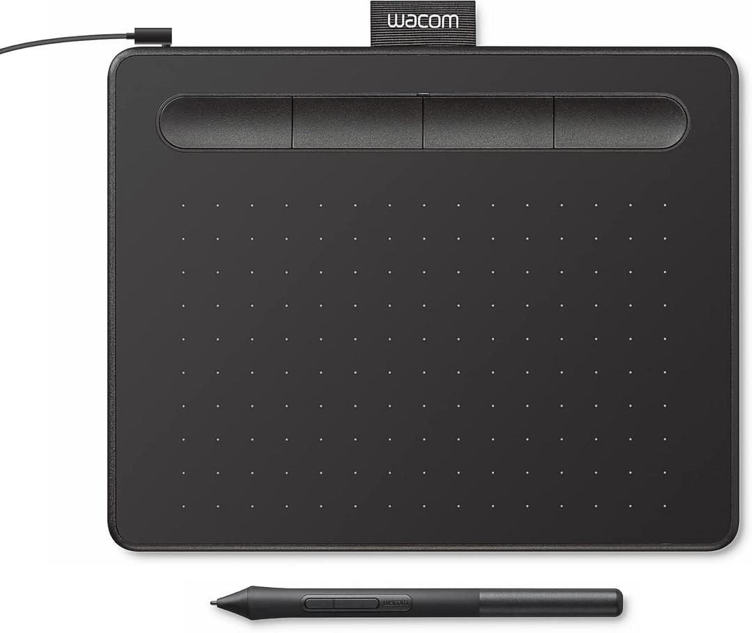 Wacom Intuos Small Graphics Drawing Tablet, Includes Training & Software; 4 Customizable ExpressKeys Compatible with Chromebook Mac Android & Windows, Black