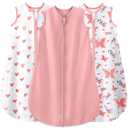 Yoofoss Baby Sleep Sack 0-6 Months Baby Wearable Blanket 100% Organic Cotton 2-Way Zipper TOG 0.5 Toddler Sleeping Sack 3 Pack Lightweight Sleep Sacks for Babies (Small, Pink & Heart & Butterfly)