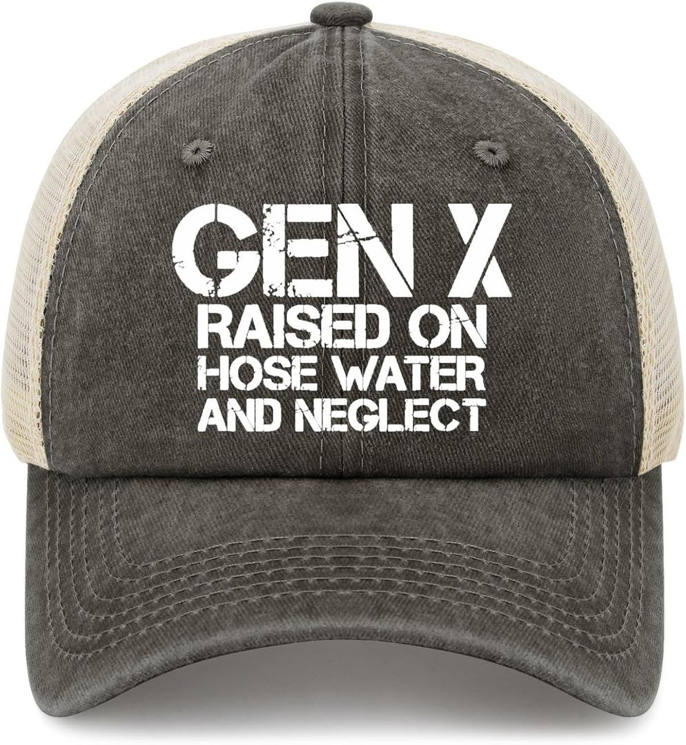 GEN X Raised On Hose Water and Neglect Hat Womans Hat AllBlack Womens Beach Hat Gifts for Grandma Running Cap (Gray)