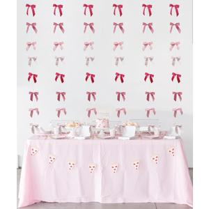 Pre-Strung Bow Garland Hanging Decor, 6Pack Bows Party Decortions Backdrop, Bow Garland Birthday Table Decorations, Bridal Shower, Bachelorette Party Decor, Wedding Favors Supplies (Mix)
