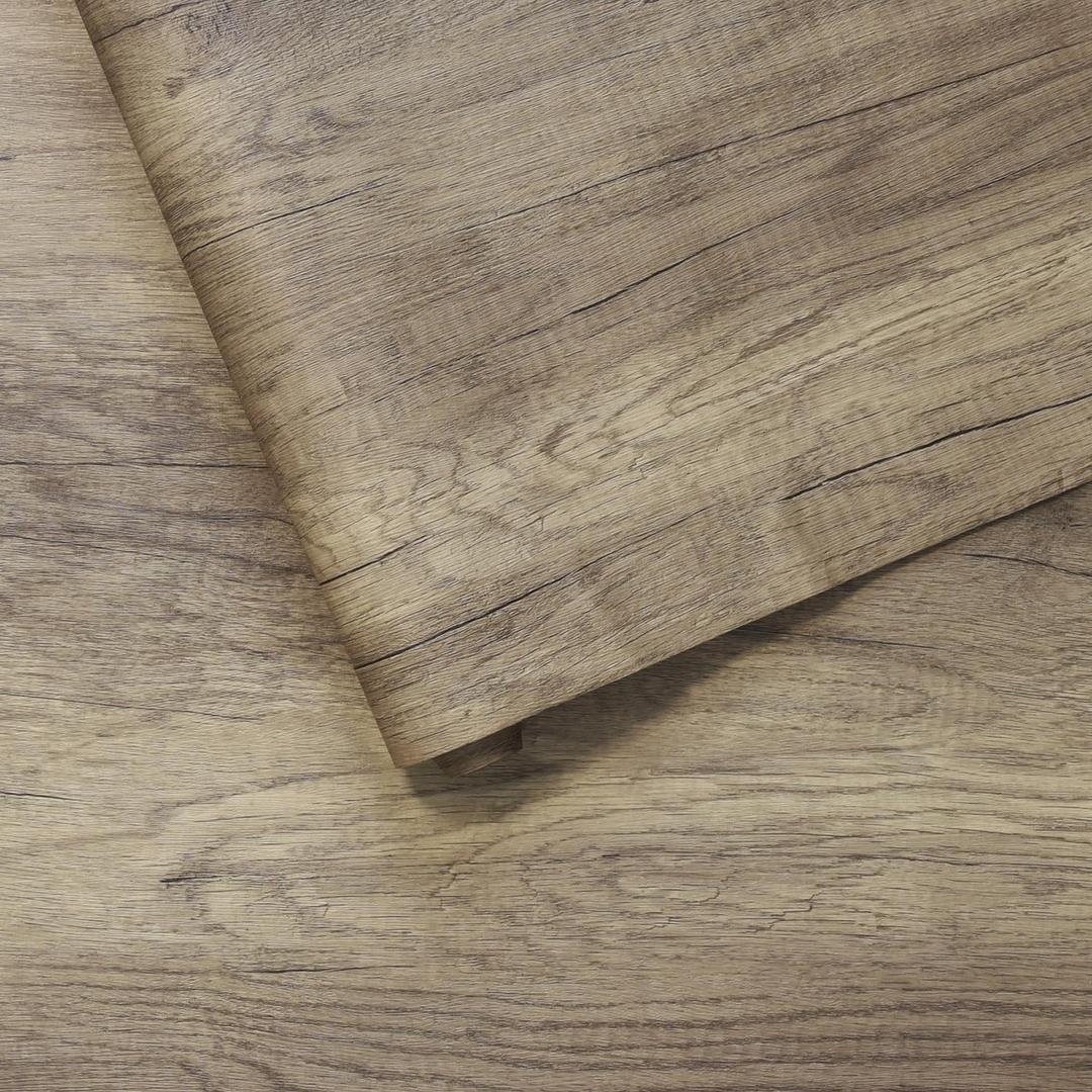 BOMENG 31.5x197in Extra Wide Dark Brown Wood Grain Contact Paper Peel and Stick Wallpaper Self Adhesive Matte Textured Wood Stick Paper Removable Waterproof for Cabinets Shelves Laminate Sheets