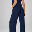 SENSERISE Womens Summer Jumpsuits Dressy Casual Sleeveless Mock Neck Top Wide Leg Pants Romper with Pockets (Blue, XL)