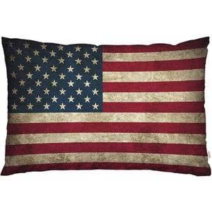 EKOBLA Throw Pillow Cover Rustic USA Flag Vintage American Flag Patriotic Striped Design Stars Old Aged Grunge Art Decor Lumbar Pillow Case Cushion for Sofa Couch Bed Standard Queen Size 20x30 Inch