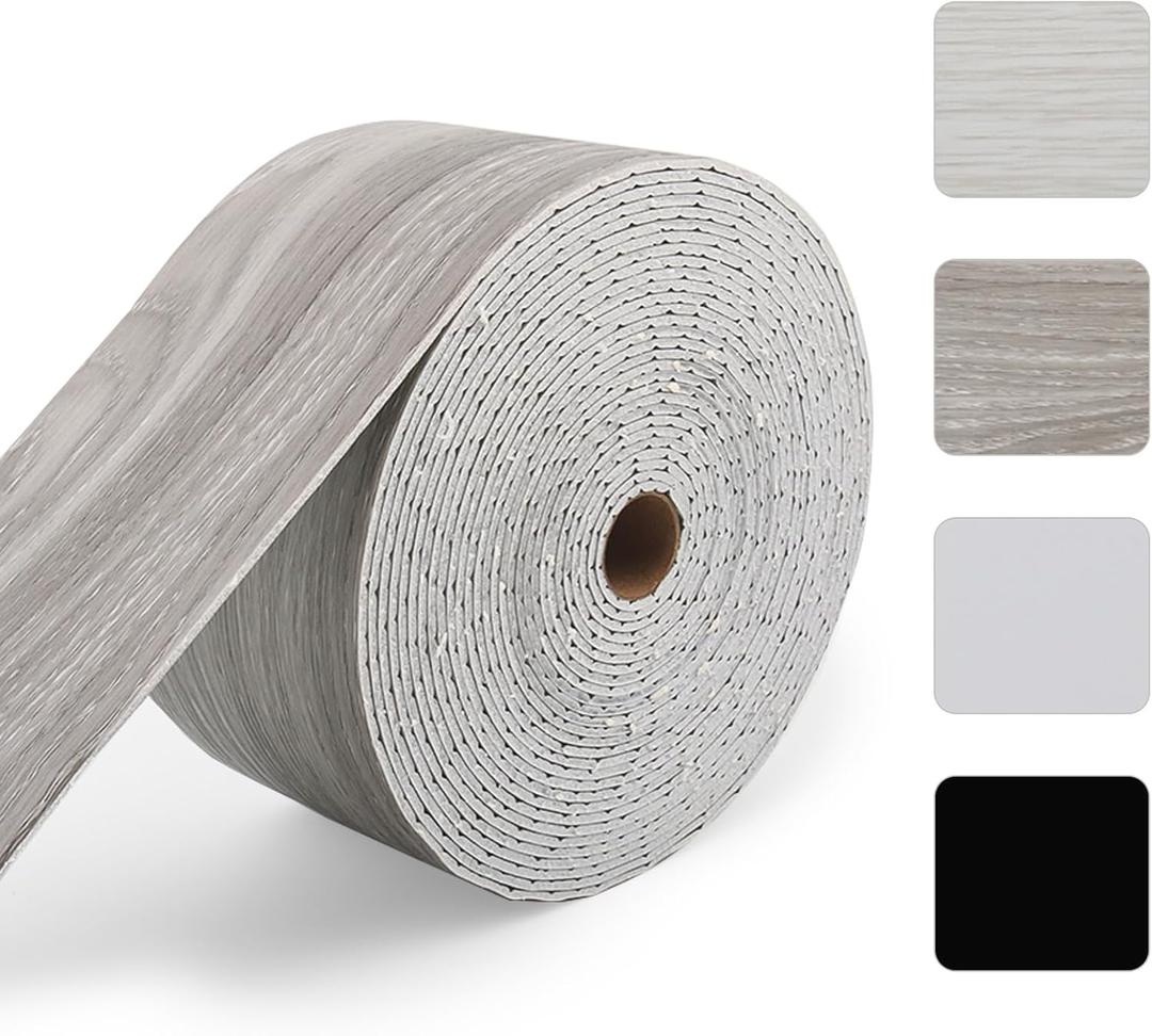 196.8" x 3.9" Molding Trim Self Adhesive Mirror Frame Peel and Stick, Waterproof Border Wall Decor, Wall Baseboard Moulding Trim for Bedroom Living Room Kitchen Bathroom DIY Decoration (Gray Wood)