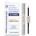 Eyebrow & Eyelash Growth Serum for Sensitive Eyes (2 in 1) - Peptide, Castor Oil & Natural Extract in Formula to Strengthen Thicken Lengthen Lash and Brow - 3mLx2 for 3 Months Supply