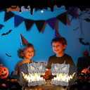 2 Pcs Halloween Table Decorations Indoor Haunted House Wooden Lighted Pumpkin Box Halloween Tiered Tray Decor Rustic Farmhouse Pumpkin Centerpieces for Home Shelf Desk Mantel Tabletop Party Decor