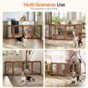 HOOBRO Indoor Dog Gate with Support Feet, 31.5 Inch 4 Panels, Freestanding Pet Gate for Doorway, Stairs, Folding Dog Fence, 360 Hinge for Easy Access, Sturdy Iron Pipe, Rustic Brown BF64PP03