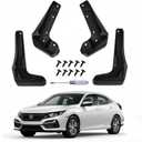 No Drill Mud Flaps for 2017-2021 Honda Civic Hatchback FK7/FK8, OEM Black Mud Guards, Heavy Duty Front & Rear All Weather Splash Guards Set for LX EX EX-L Sport Touring, Not Fit Type R/Sedan/Coupe