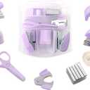2 x 
8 Pack Mini Office Supply Kits Mini School Supplies – Includes Mini Stapler, Scissors, Staple Remover, Puncher, Pencil Sharpener, Tape Dispenser (Purple)