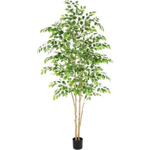 Tall UV Resistant Ficus Tree Artificial7ft(84in) Realistic Texture Potted Faux Ficus Tree Fake Trees Indoor Outdoor for Home Office Living Room Bedroom Foyer Porch Decor.