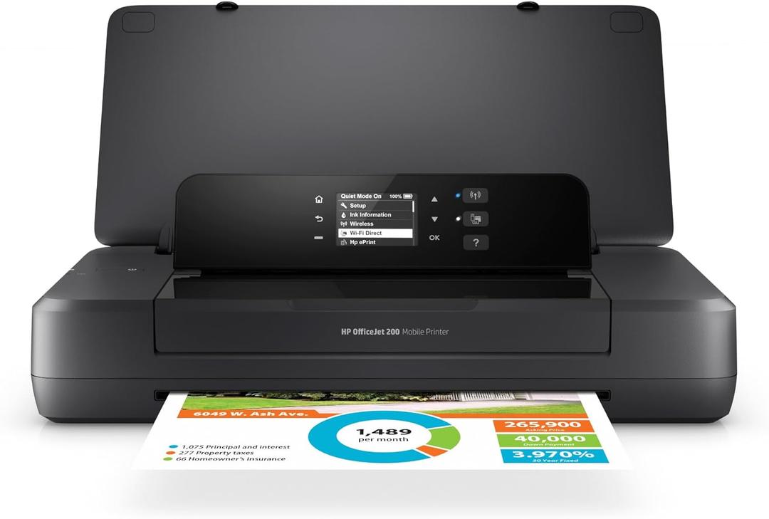 HP OfficeJet 200 Wireless Mobile Printer - Black, Battery Included (CZ993A)