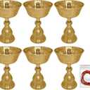 Satvik 5 Pc Set of Pure Brass Diya for Pooja Tibetan Buddhist Altar Supplies Indian Puja Kutthu Vilakku Deepam Meditation Offering Butter Lamp Tea Light Holder Indian Housewarming Return Gift Idea